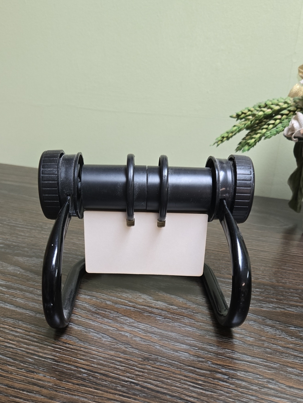 Black Desk Organizer Flip Card Holder | Business Card Storage Display + 50 cards